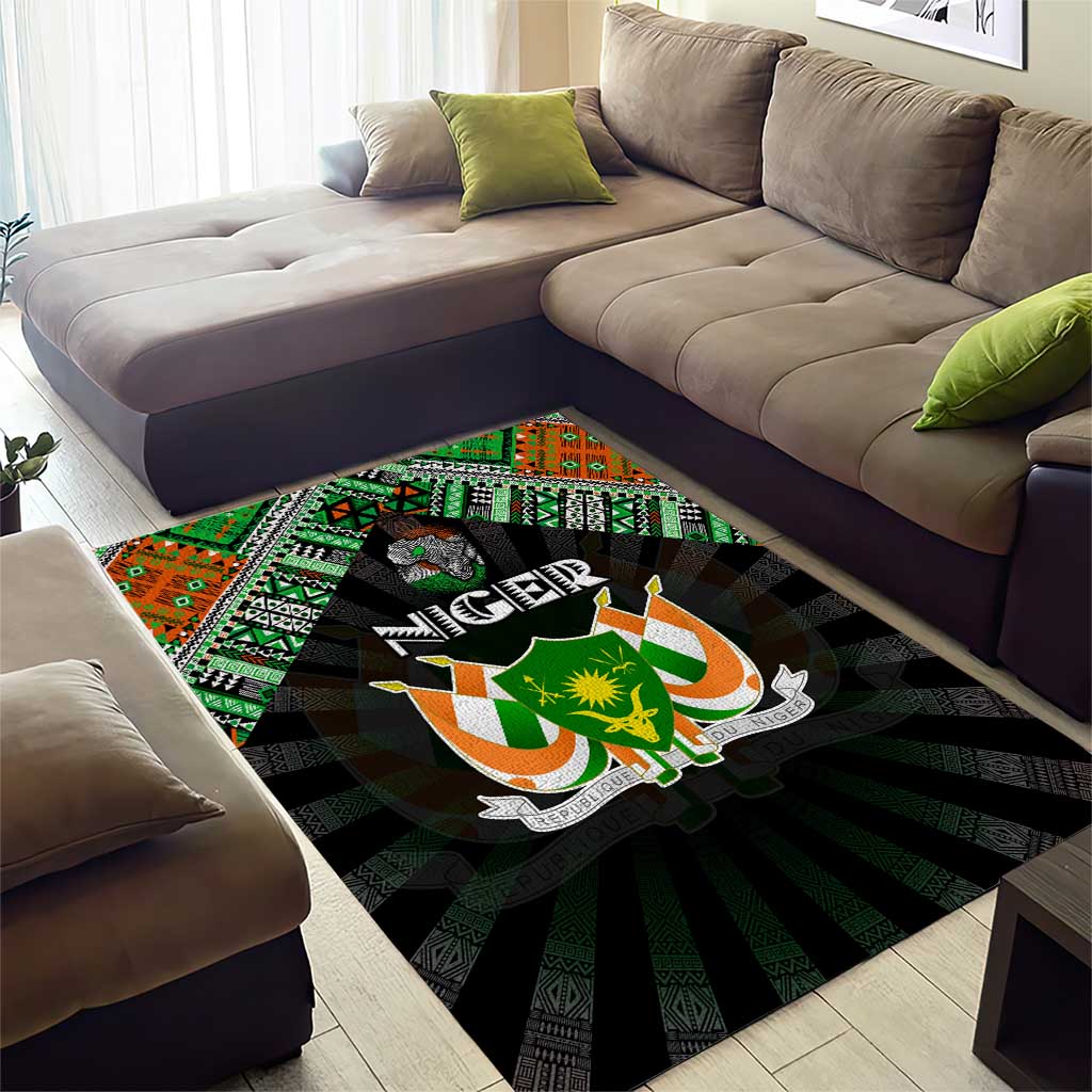Niger Roots Area Rug African Pride in Fingerprint and Tribal Colors DT02