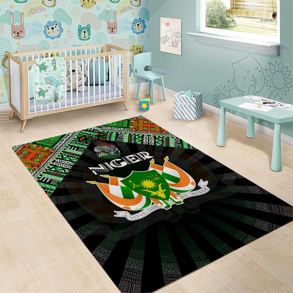 Niger Roots Area Rug African Pride in Fingerprint and Tribal Colors DT02