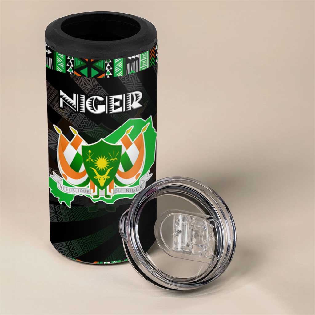 Niger Roots 4 in 1 Can Cooler Tumbler African Pride in Fingerprint and Tribal Colors DT02