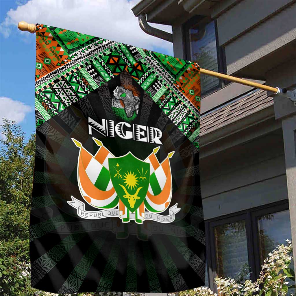 Niger Roots Garden Flag African Pride in Fingerprint and Tribal Colors DT02