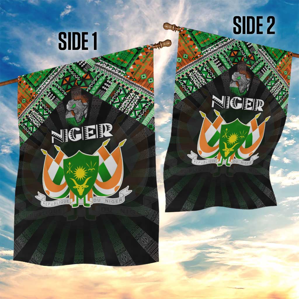 Niger Roots Garden Flag African Pride in Fingerprint and Tribal Colors DT02