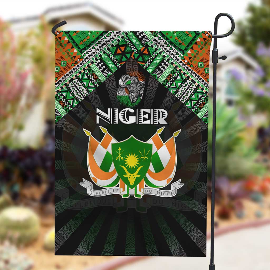 Niger Roots Garden Flag African Pride in Fingerprint and Tribal Colors DT02