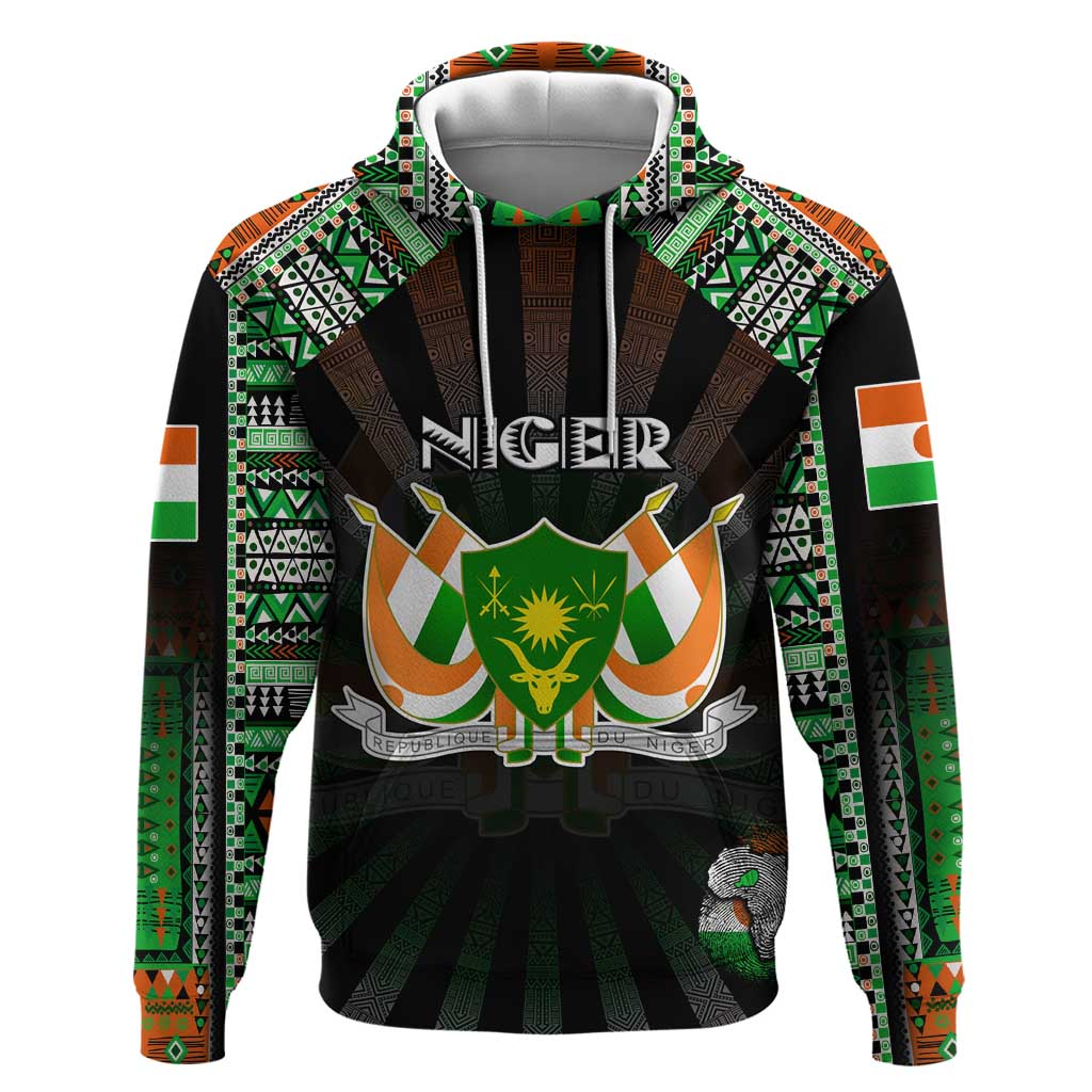 Personalized Niger Roots Hoodie African Map in Fingerprint and Tribal Colors DT02