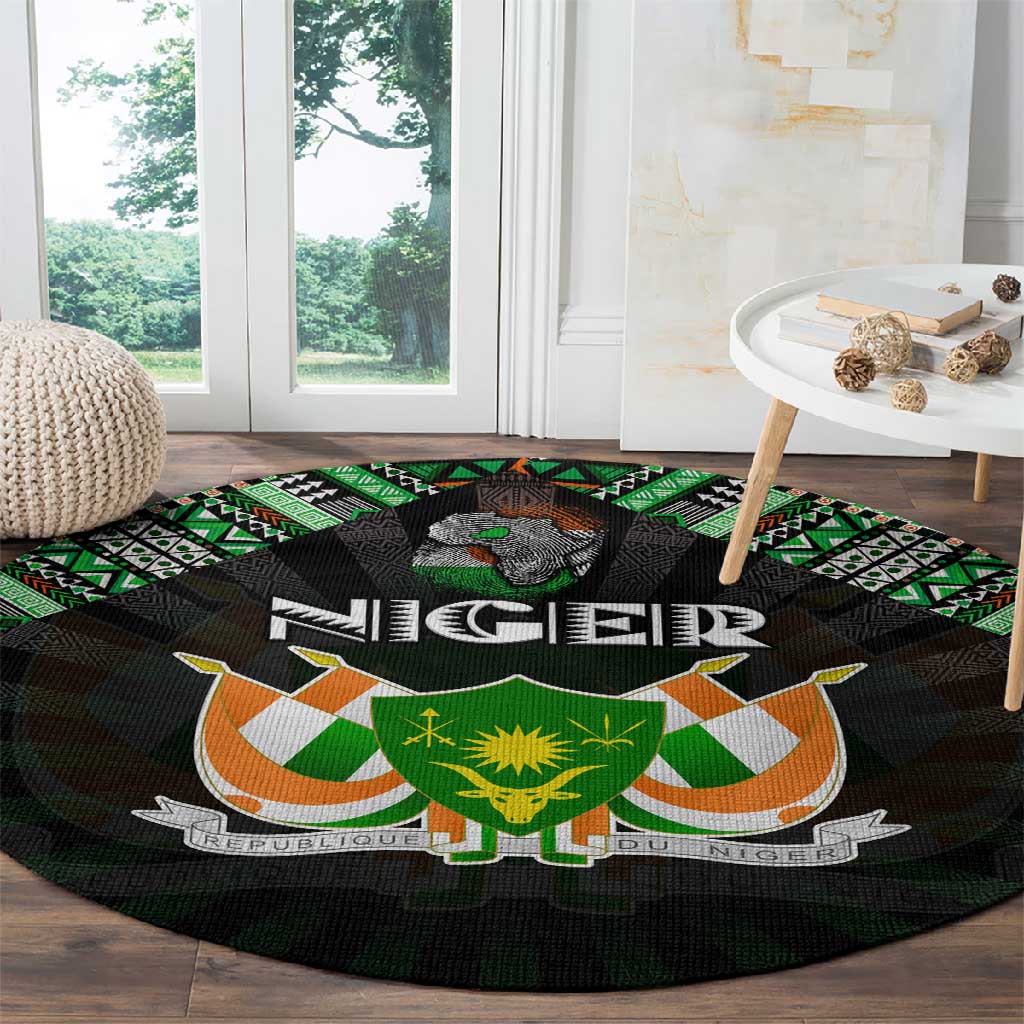 Niger Roots Round Carpet African Pride in Fingerprint and Tribal Colors DT02