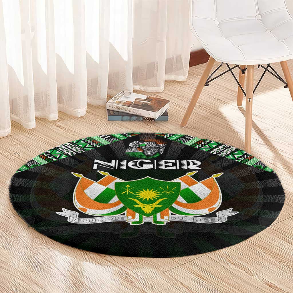 Niger Roots Round Carpet African Pride in Fingerprint and Tribal Colors DT02