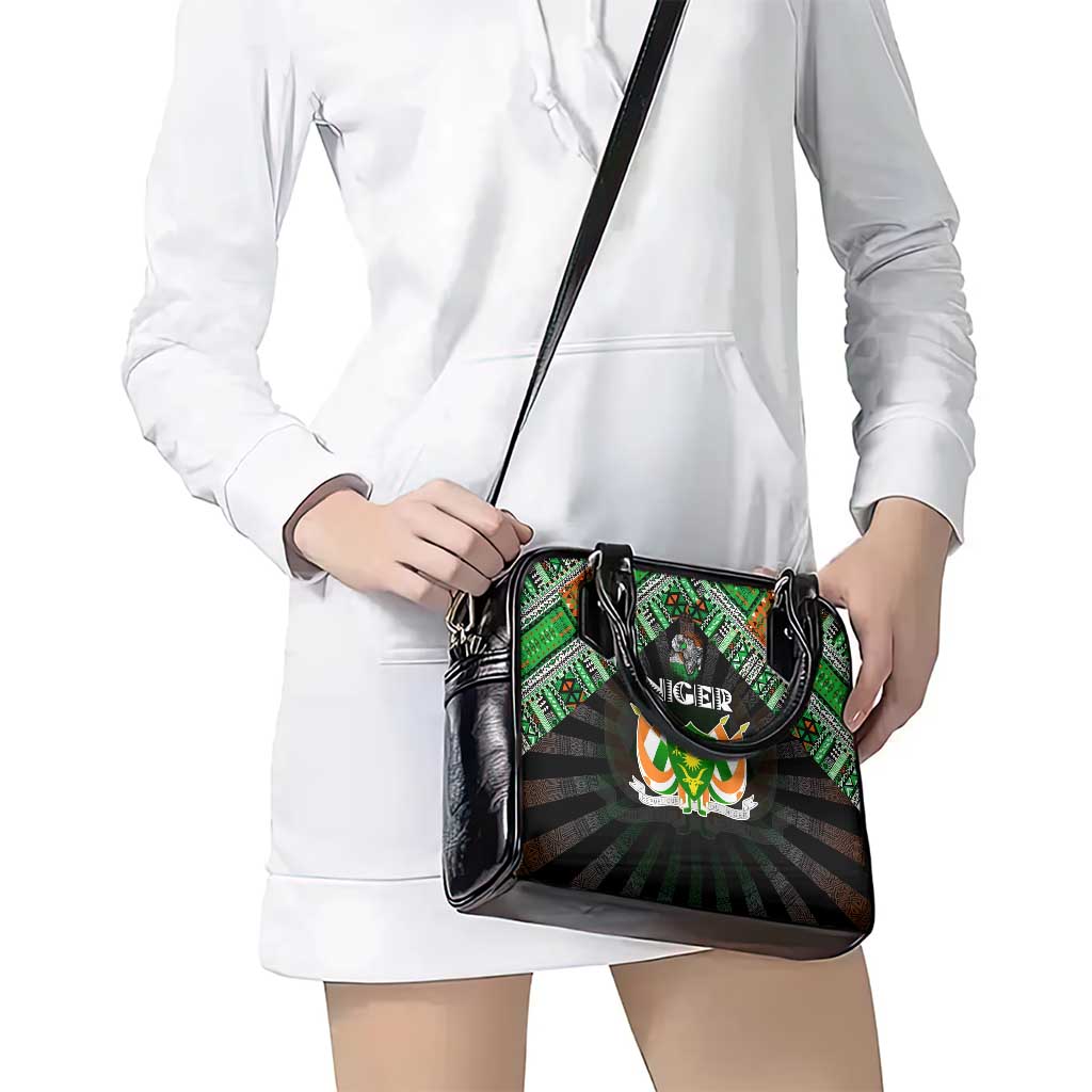 Niger Roots Shoulder Handbag African Map in Fingerprint and Tribal Colors DT02