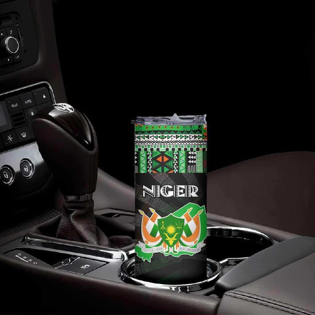 Niger Roots Skinny Tumbler African Pride in Fingerprint and Tribal Colors DT02