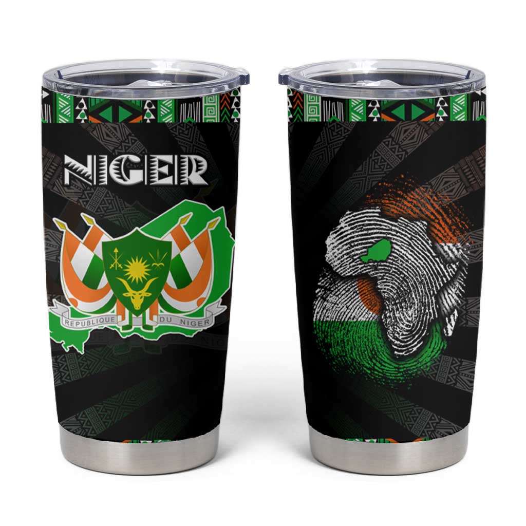 Niger Roots Tumbler Cup African Pride in Fingerprint and Tribal Colors DT02