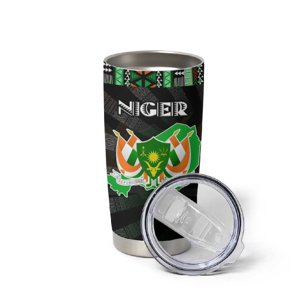 Niger Roots Tumbler Cup African Pride in Fingerprint and Tribal Colors DT02