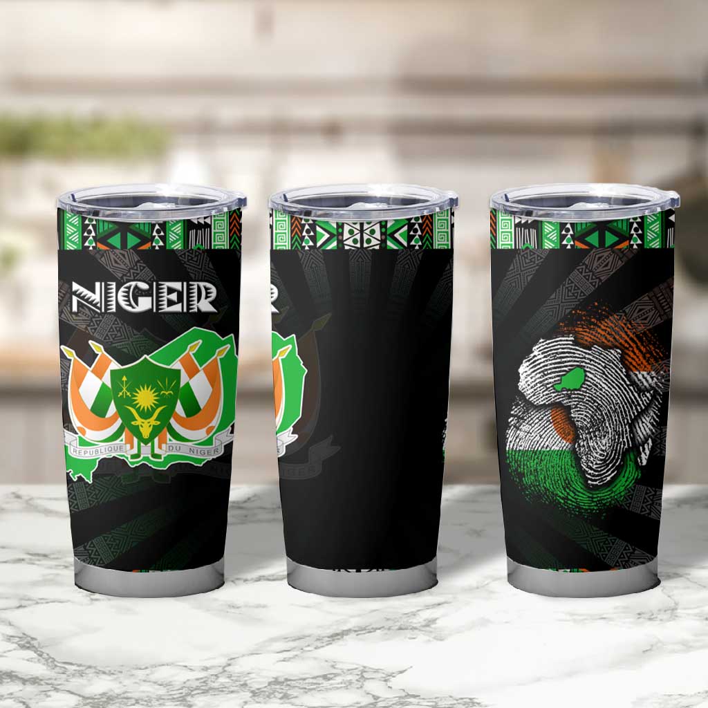 Niger Roots Tumbler Cup African Pride in Fingerprint and Tribal Colors DT02