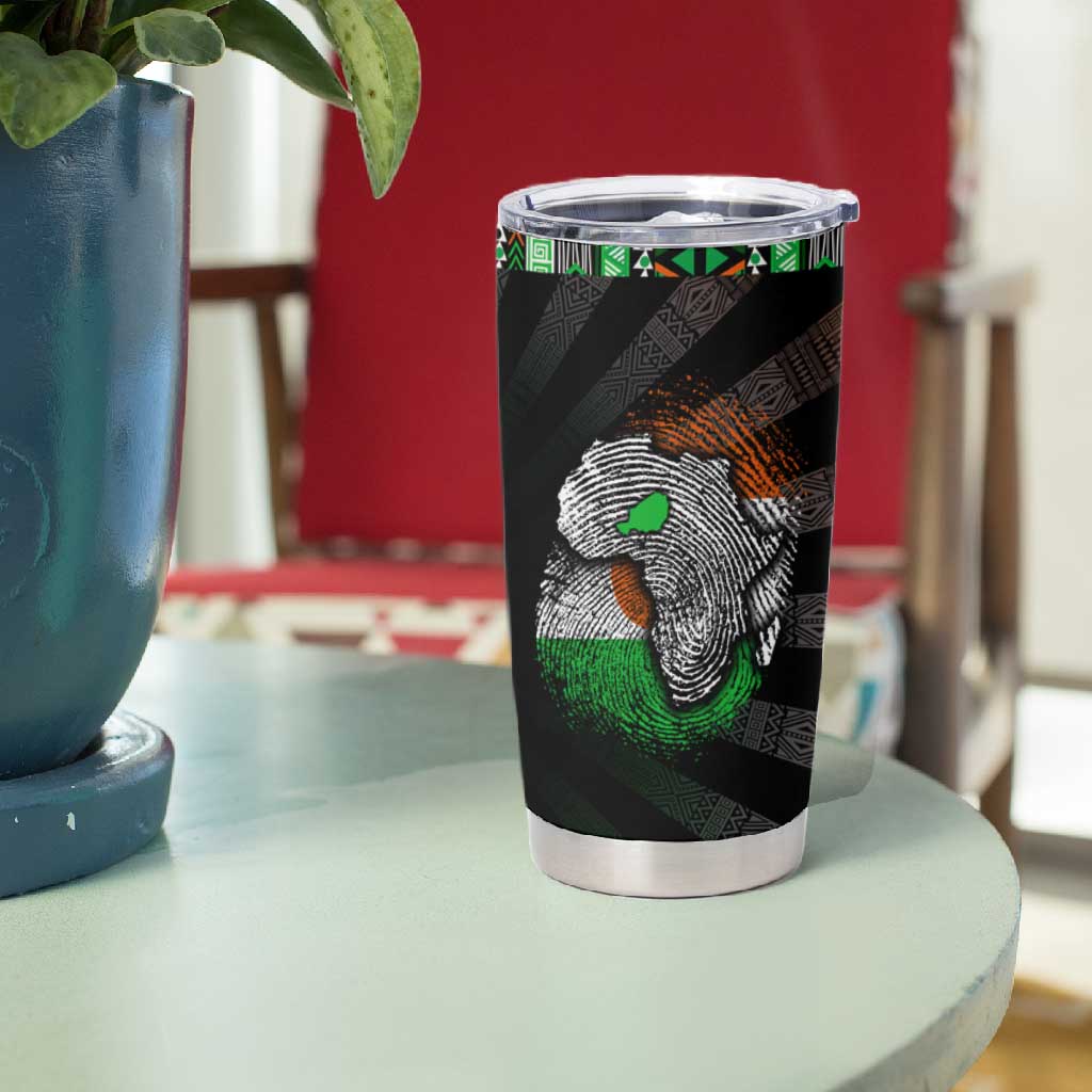 Niger Roots Tumbler Cup African Pride in Fingerprint and Tribal Colors DT02