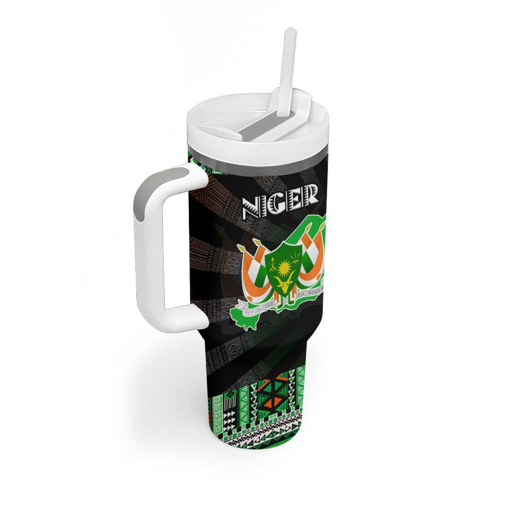 Niger Roots Tumbler With Handle African Pride in Fingerprint and Tribal Colors DT02