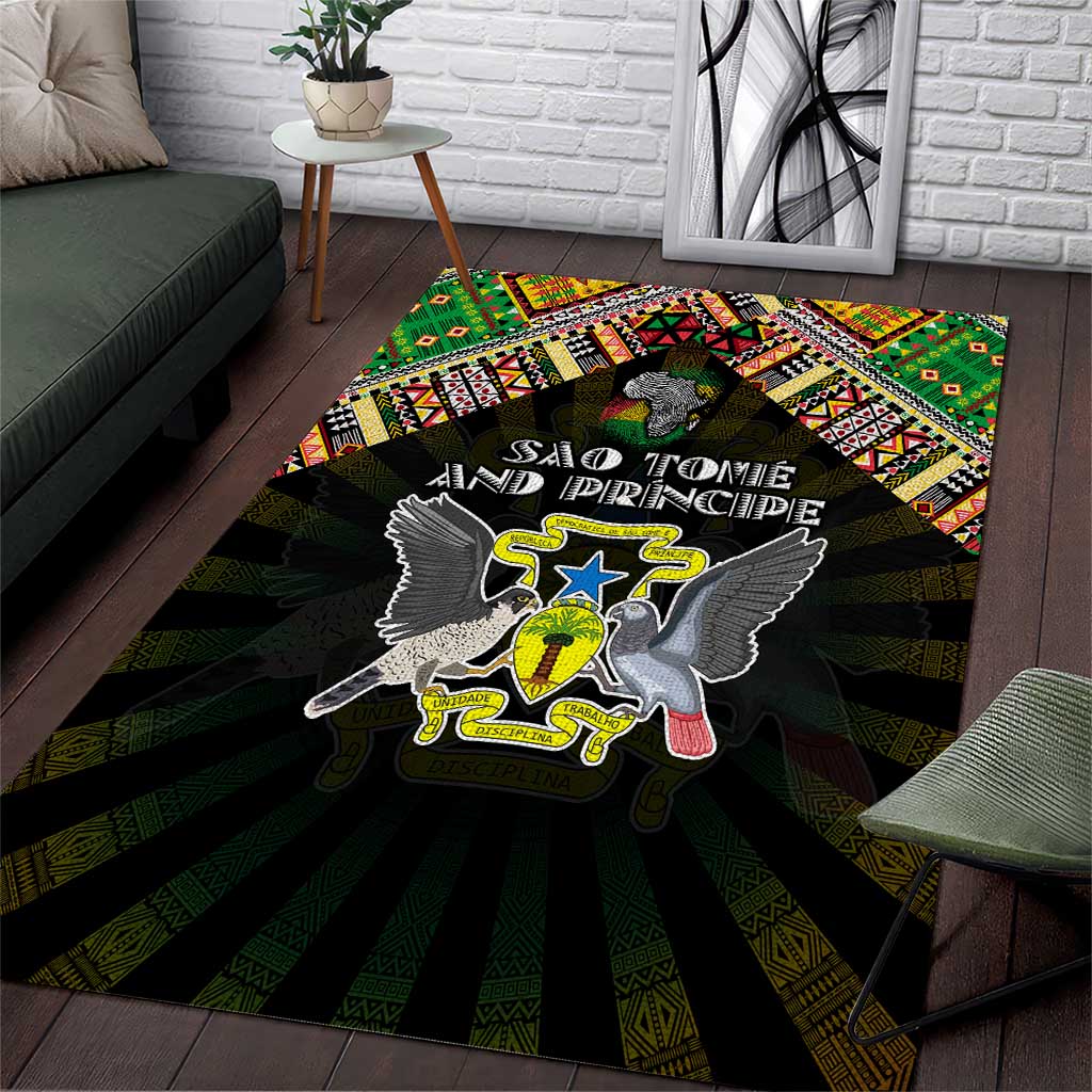 Sao Tome and Principe Roots Area Rug African Pride in Fingerprint and Tribal Colors DT02