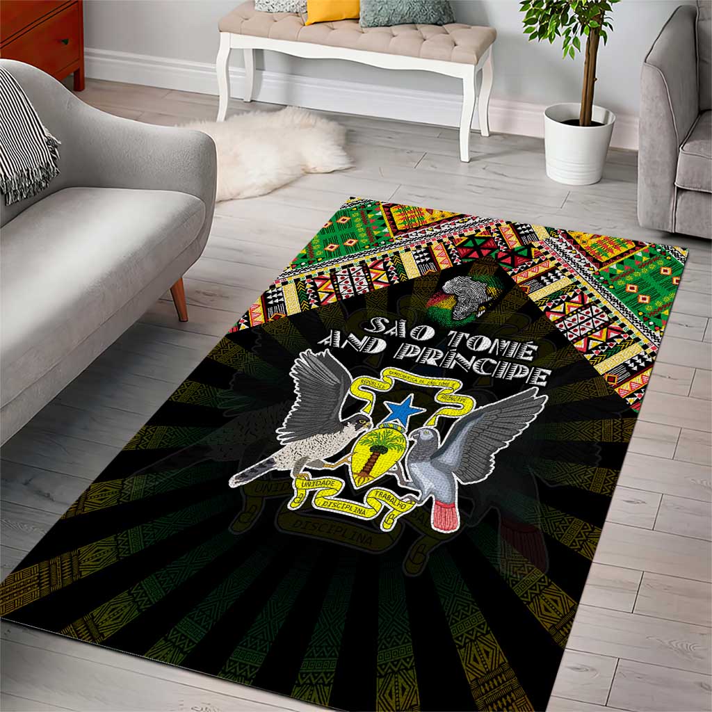 Sao Tome and Principe Roots Area Rug African Pride in Fingerprint and Tribal Colors DT02