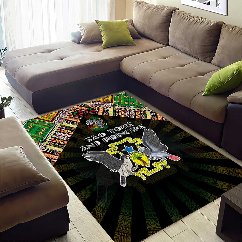 Sao Tome and Principe Roots Area Rug African Pride in Fingerprint and Tribal Colors DT02