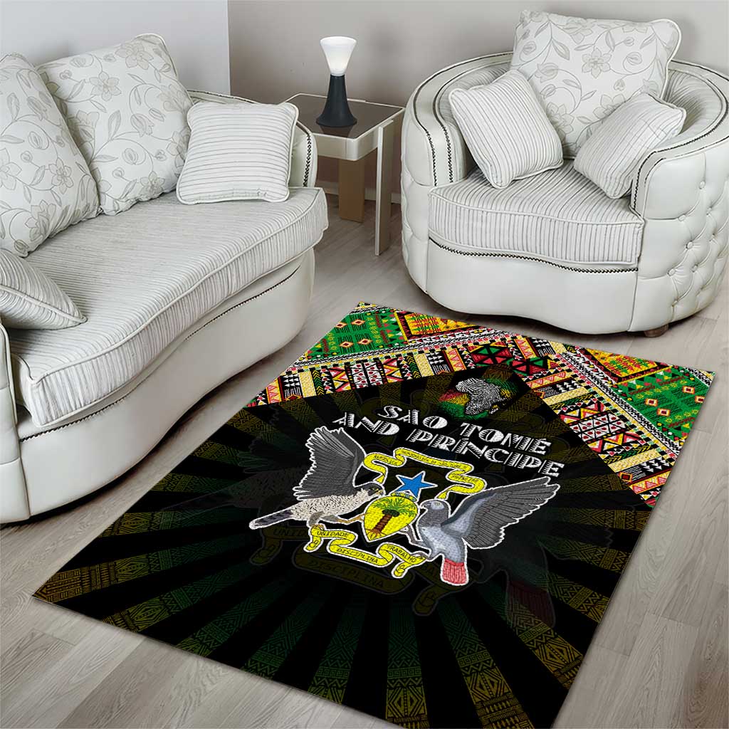 Sao Tome and Principe Roots Area Rug African Pride in Fingerprint and Tribal Colors DT02