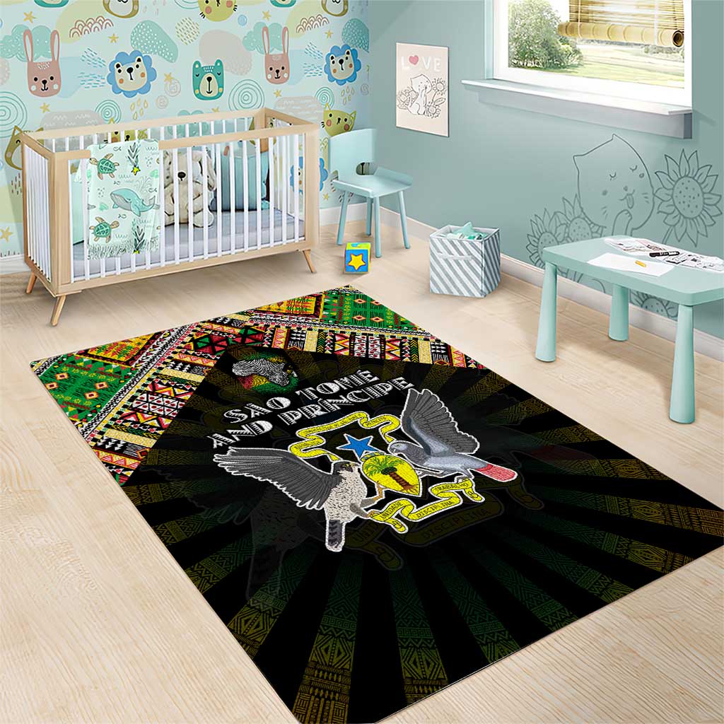 Sao Tome and Principe Roots Area Rug African Pride in Fingerprint and Tribal Colors DT02