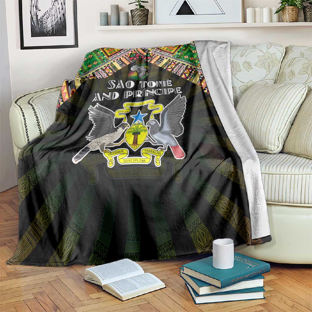 Sao Tome and Principe Roots Blanket African Pride in Fingerprint and Tribal Colors DT02