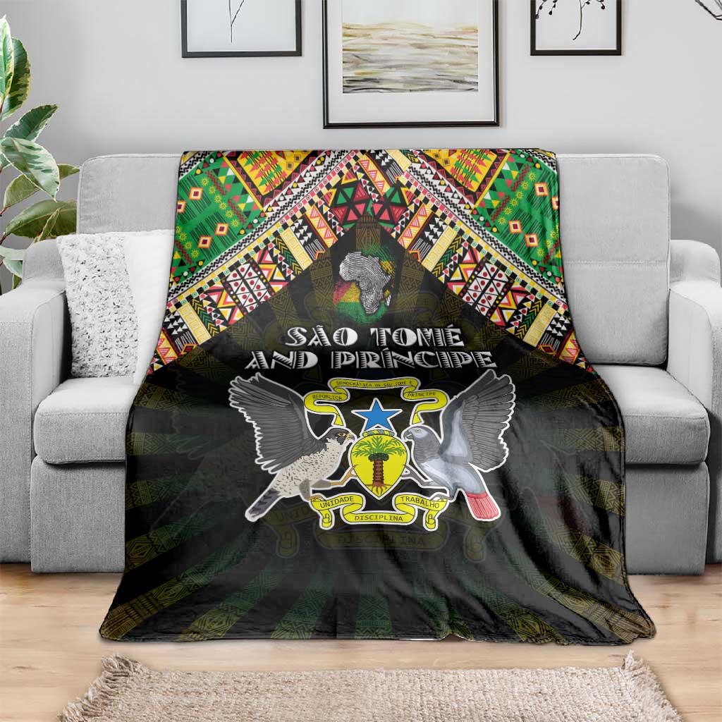 Sao Tome and Principe Roots Blanket African Pride in Fingerprint and Tribal Colors DT02