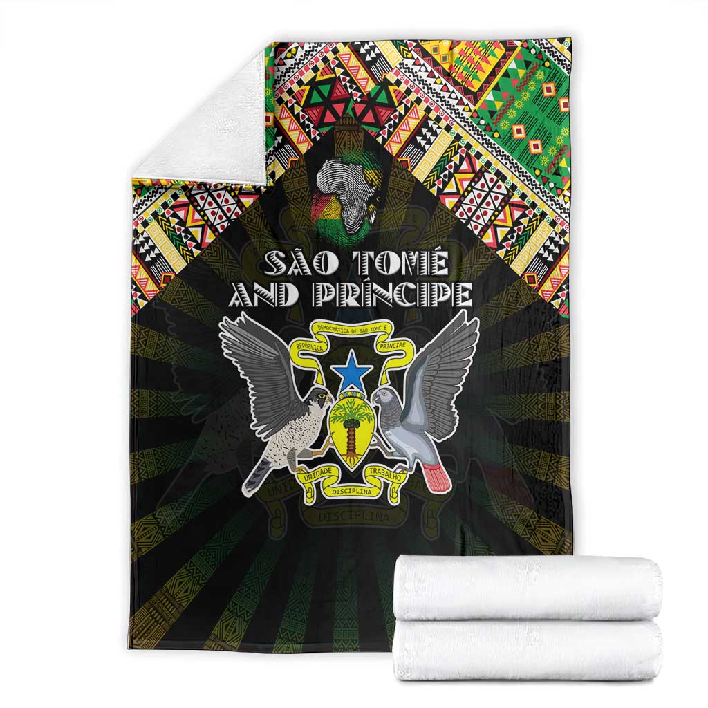 Sao Tome and Principe Roots Blanket African Pride in Fingerprint and Tribal Colors DT02