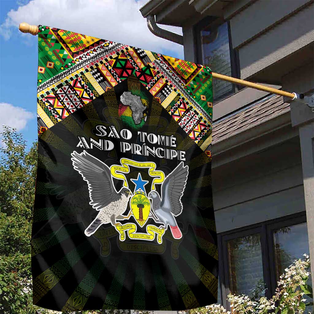Sao Tome and Principe Roots Garden Flag African Pride in Fingerprint and Tribal Colors DT02