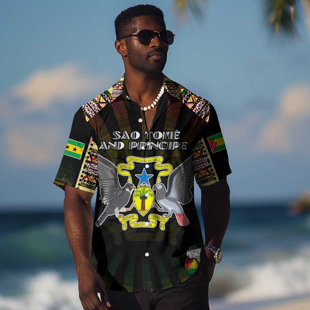 Personalized Sao Tome and Principe Roots Hawaiian Shirt African Pride in Fingerprint and Tribal Colors DT02