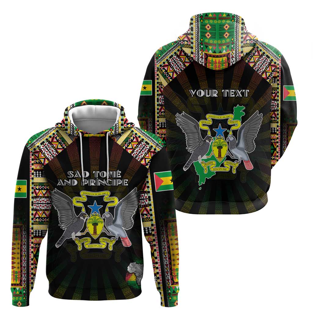 Personalized Sao Tome and Principe Roots Hoodie African Map in Fingerprint and Tribal Colors DT02