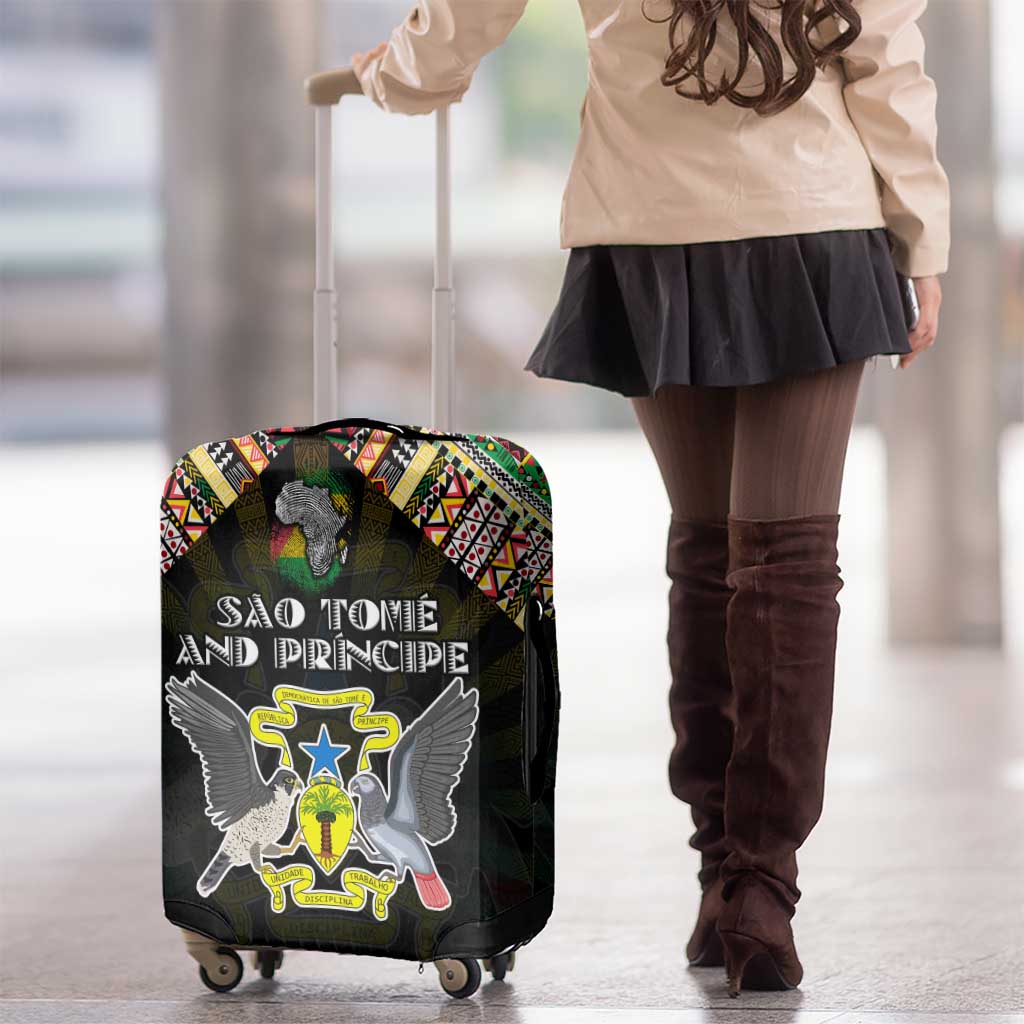 Sao Tome and Principe Roots Luggage Cover African Map in Fingerprint and Tribal Colors DT02