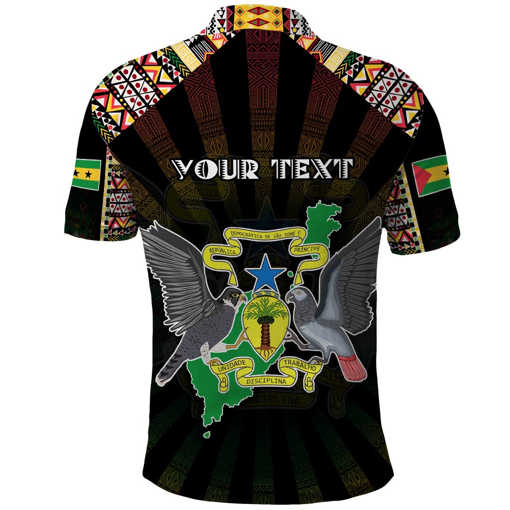 Personalized Sao Tome and Principe Roots Polo Shirt African Map in Fingerprint and Tribal Colors DT02