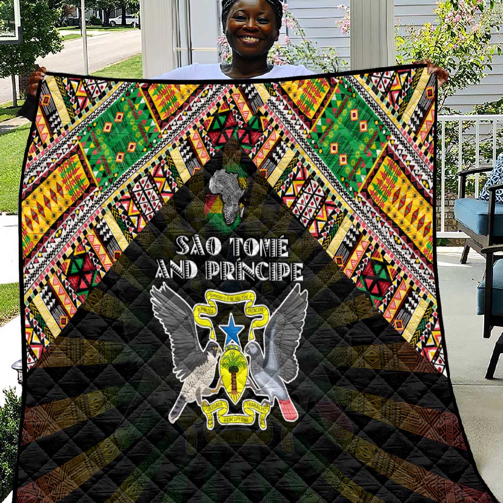 Sao Tome and Principe Roots Quilt African Pride in Fingerprint and Tribal Colors DT02