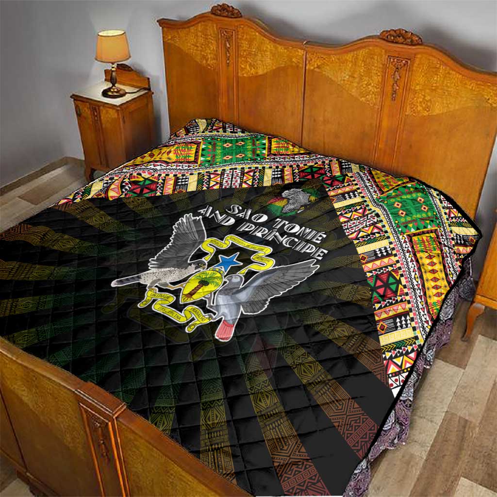 Sao Tome and Principe Roots Quilt African Pride in Fingerprint and Tribal Colors DT02