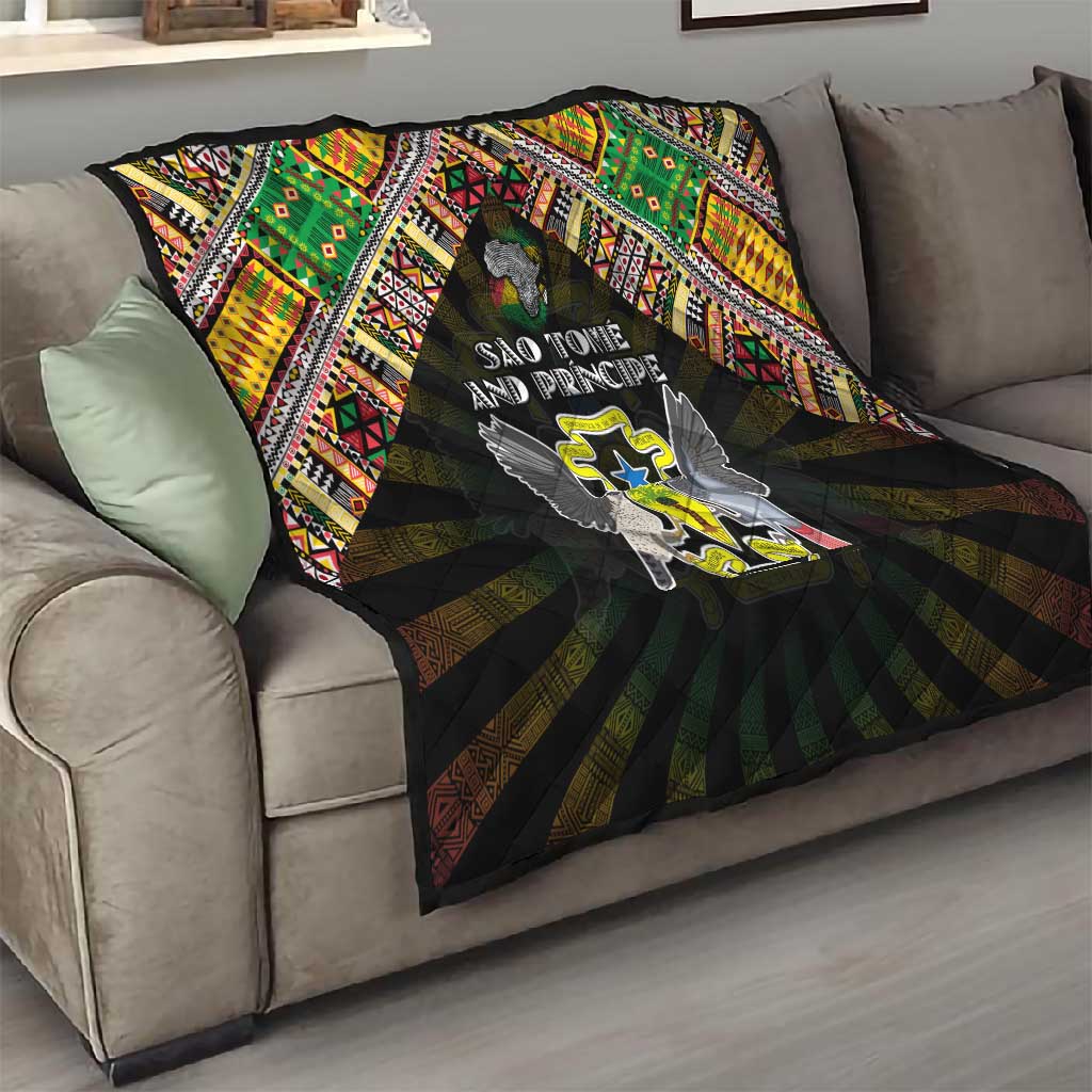 Sao Tome and Principe Roots Quilt African Pride in Fingerprint and Tribal Colors DT02
