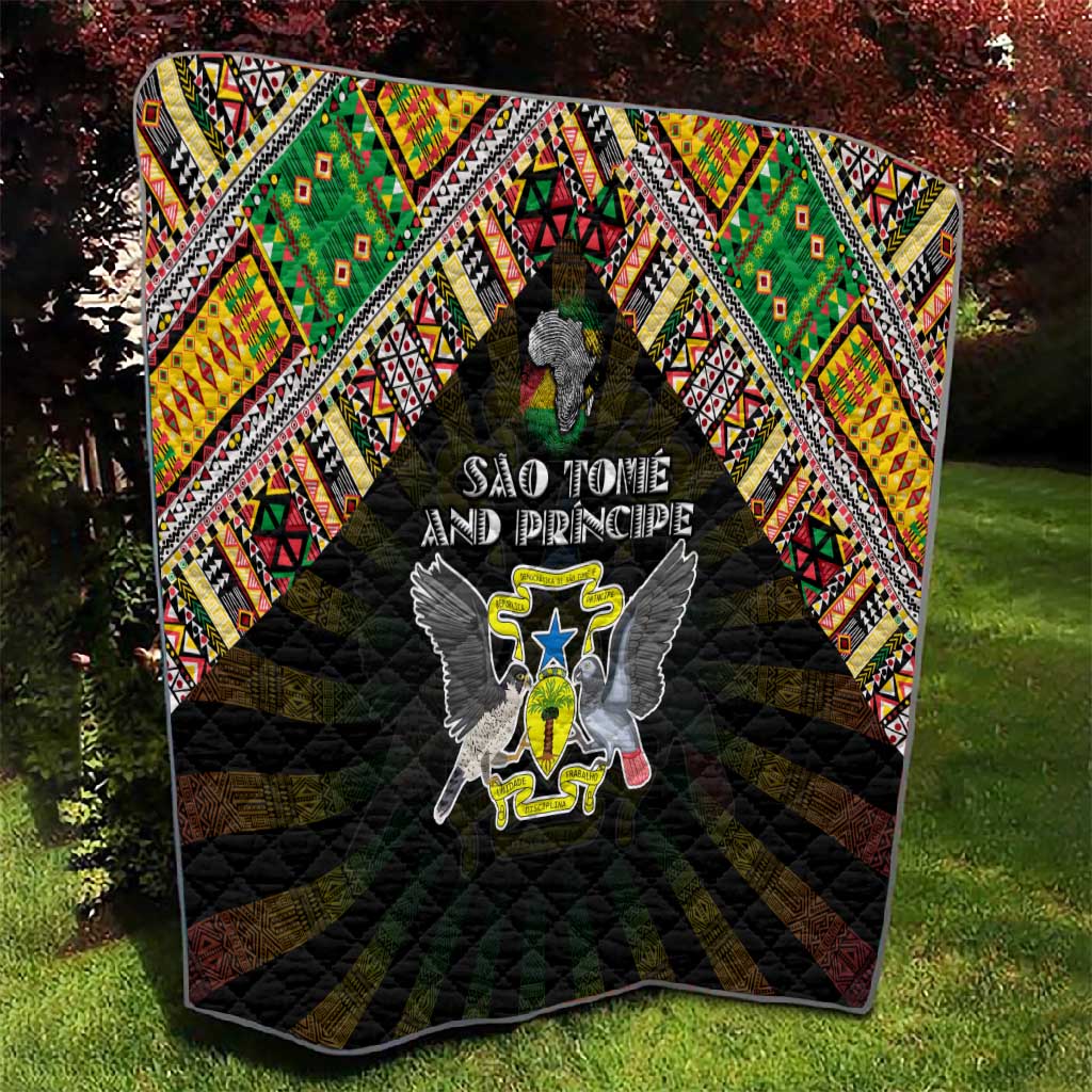 Sao Tome and Principe Roots Quilt African Pride in Fingerprint and Tribal Colors DT02