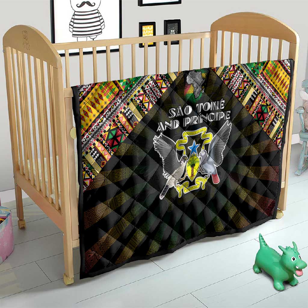 Sao Tome and Principe Roots Quilt African Pride in Fingerprint and Tribal Colors DT02