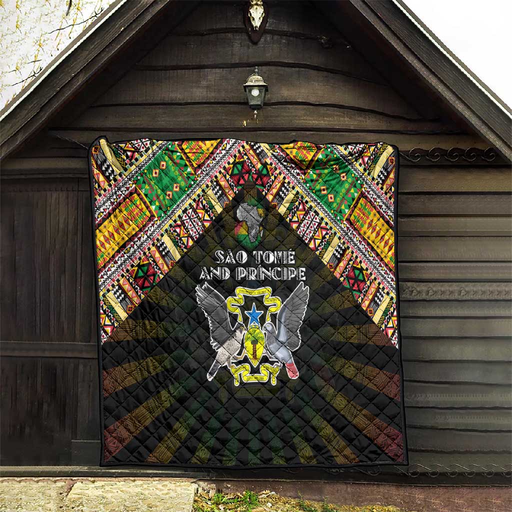Sao Tome and Principe Roots Quilt African Pride in Fingerprint and Tribal Colors DT02