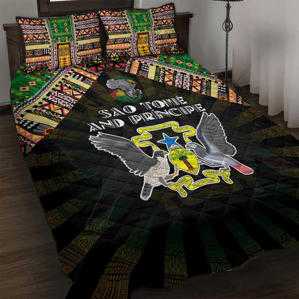 Sao Tome and Principe Roots Quilt Bed Set African Pride in Fingerprint and Tribal Colors DT02