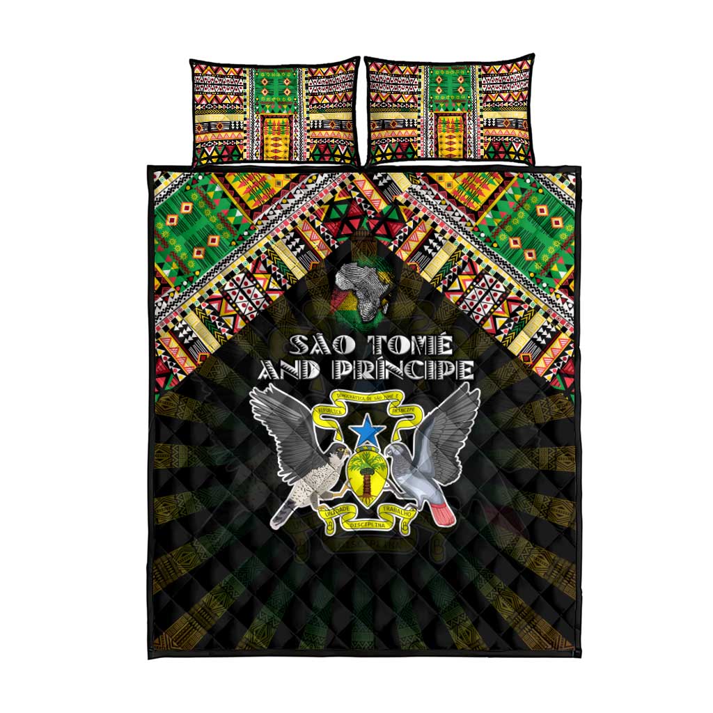 Sao Tome and Principe Roots Quilt Bed Set African Pride in Fingerprint and Tribal Colors DT02