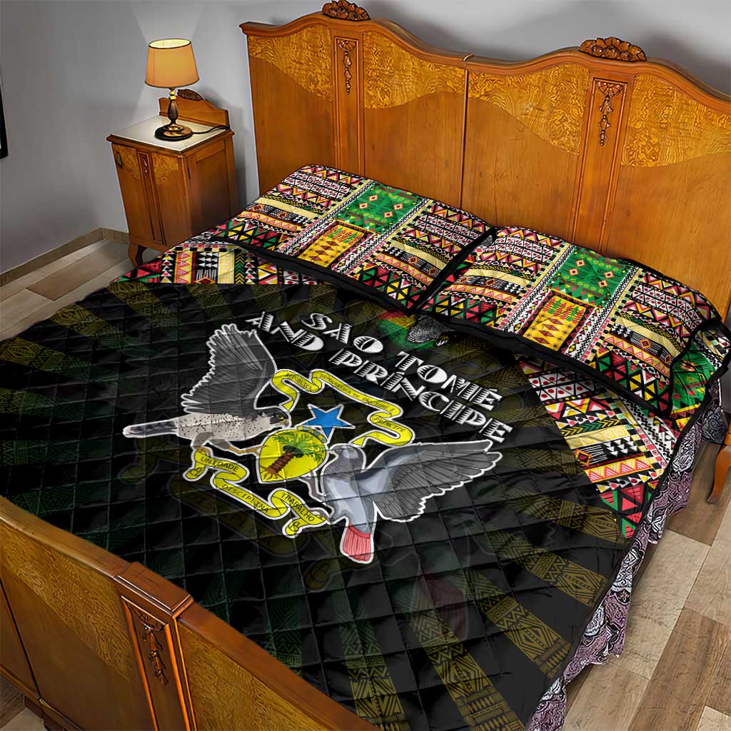 Sao Tome and Principe Roots Quilt Bed Set African Pride in Fingerprint and Tribal Colors DT02