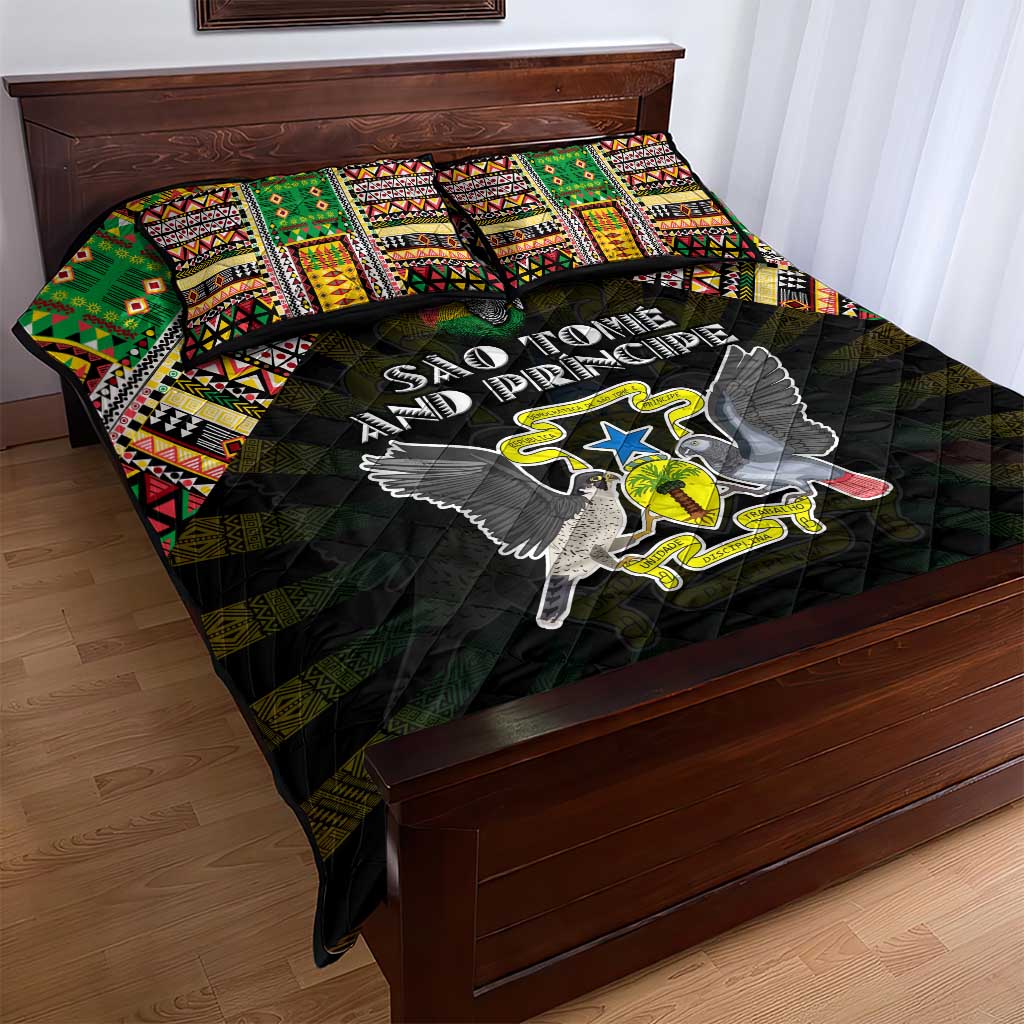 Sao Tome and Principe Roots Quilt Bed Set African Pride in Fingerprint and Tribal Colors DT02