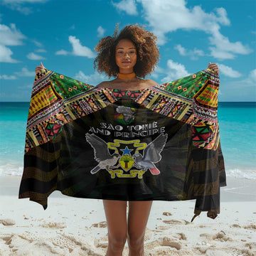 Sao Tome and Principe Roots Sarong African Pride in Fingerprint and Tribal Colors DT02