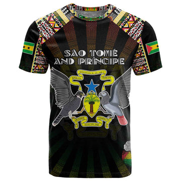 Personalized Sao Tome and Principe Roots T shirt African Pride in Fingerprint and Tribal Colors DT02