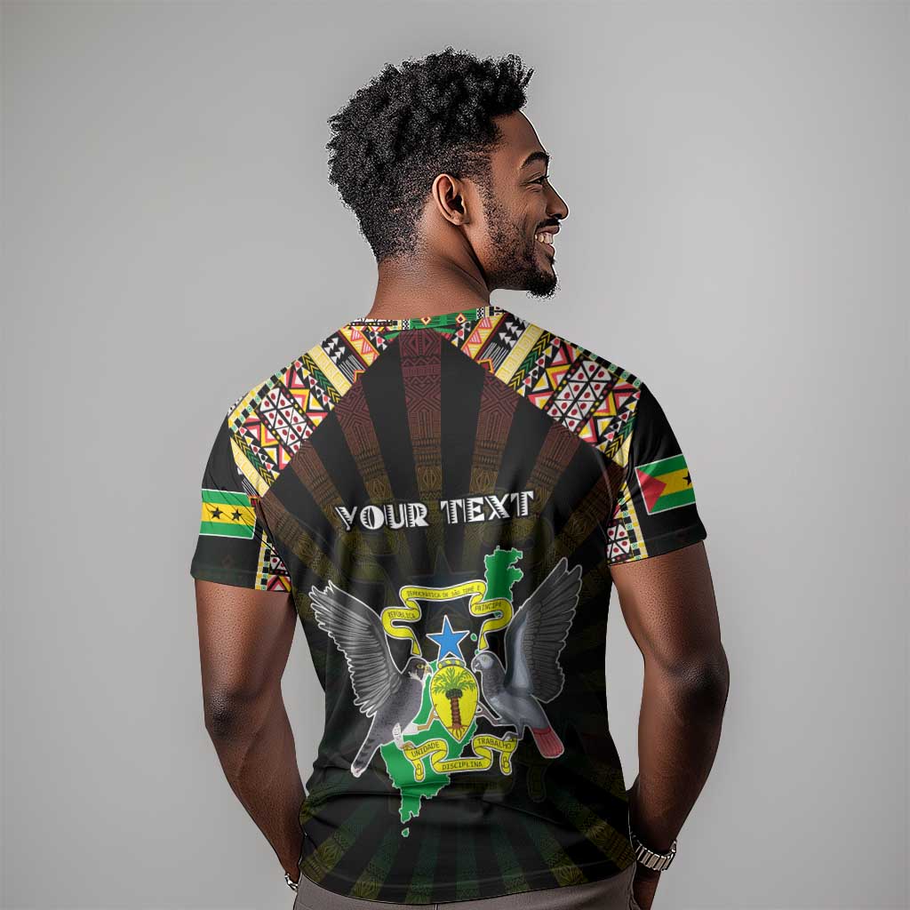 Personalized Sao Tome and Principe Roots T shirt African Pride in Fingerprint and Tribal Colors DT02