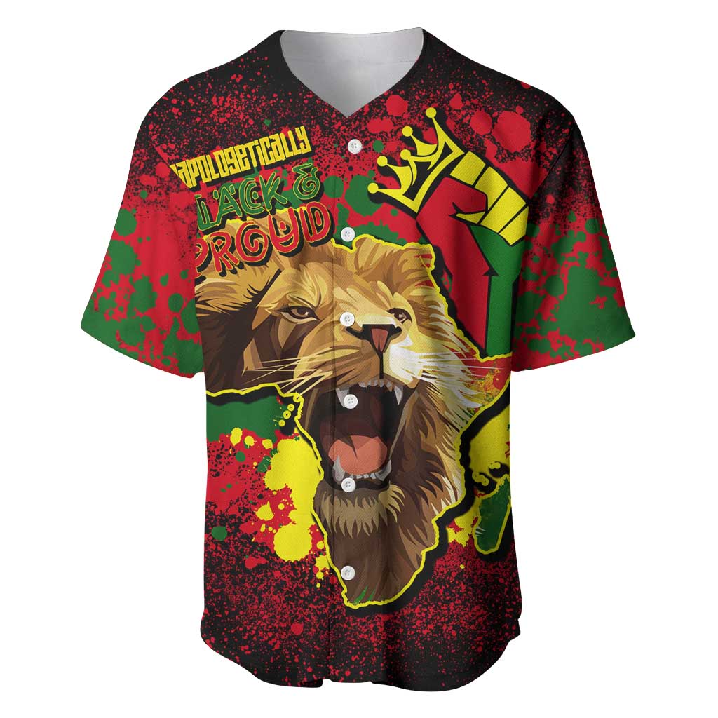 Unapologetically Black and Proud Baseball Jersey Africa Map with Lion DT02