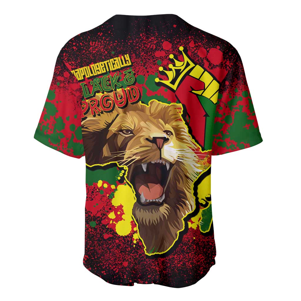Unapologetically Black and Proud Baseball Jersey Africa Map with Lion DT02