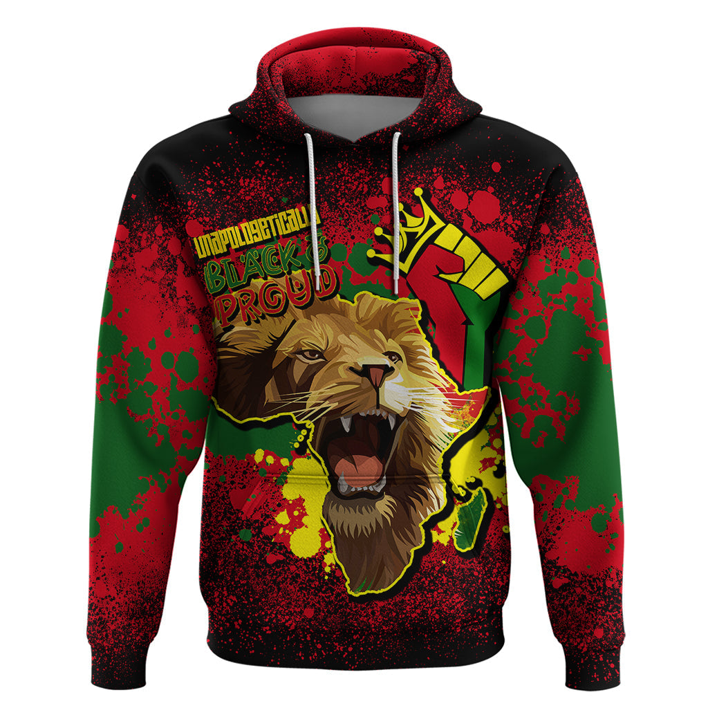 Unapologetically Black and Proud Hoodie Africa Map with Lion DT02