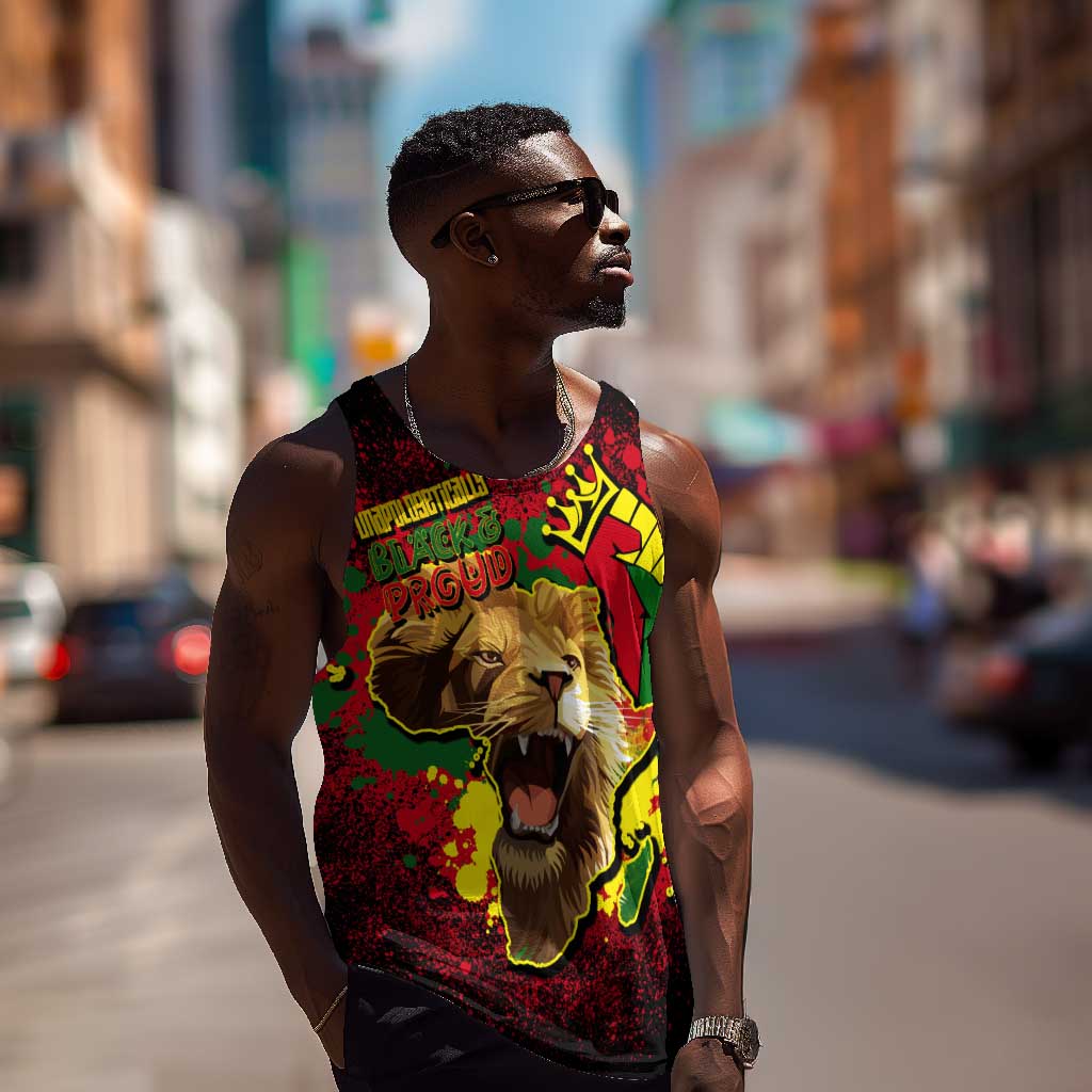 Unapologetically Black and Proud Men Tank Top Africa Map with Lion DT02