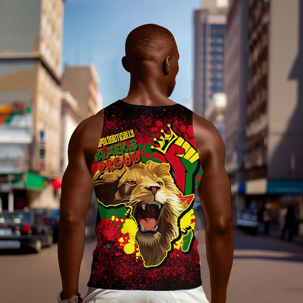 Unapologetically Black and Proud Men Tank Top Africa Map with Lion DT02