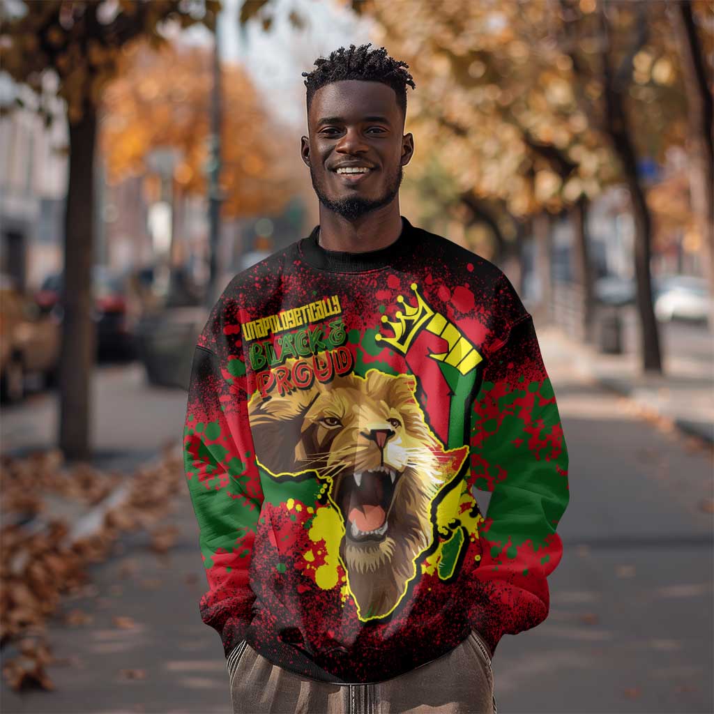 Unapologetically Black and Proud Sweatshirt Africa Map with Lion DT02