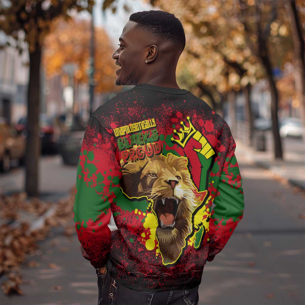 Unapologetically Black and Proud Sweatshirt Africa Map with Lion DT02