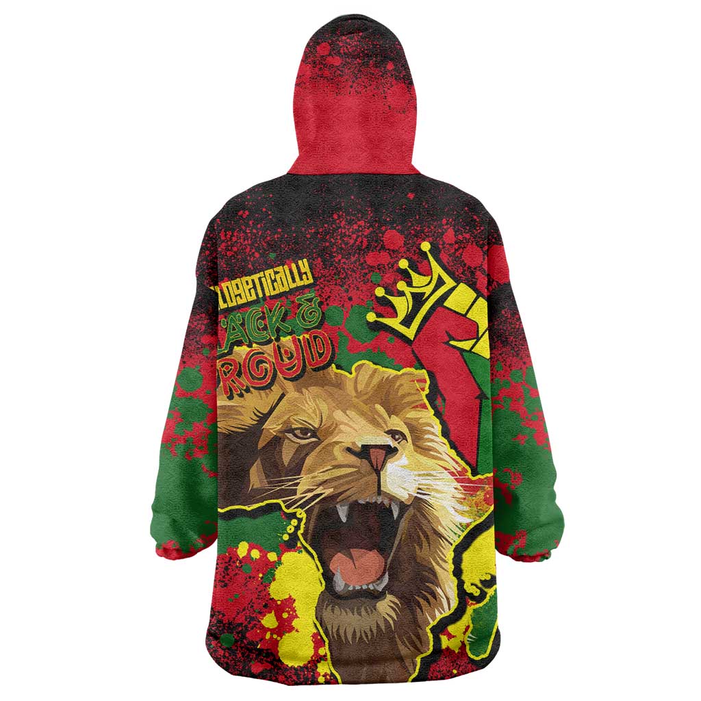 Unapologetically Black and Proud Wearable Blanket Hoodie Africa Map with Lion DT02